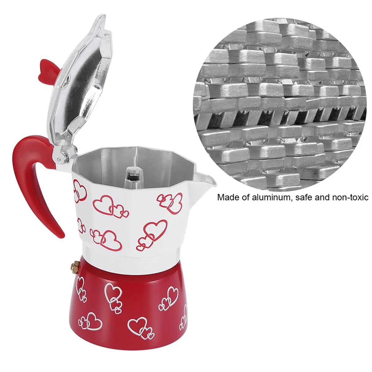 ASHATA Classic Italian Stovetop Espresso Maker, Aluminum Moka Pot for 6 Cups | Brews Rich Espresso, Latte, Mocha - view 4