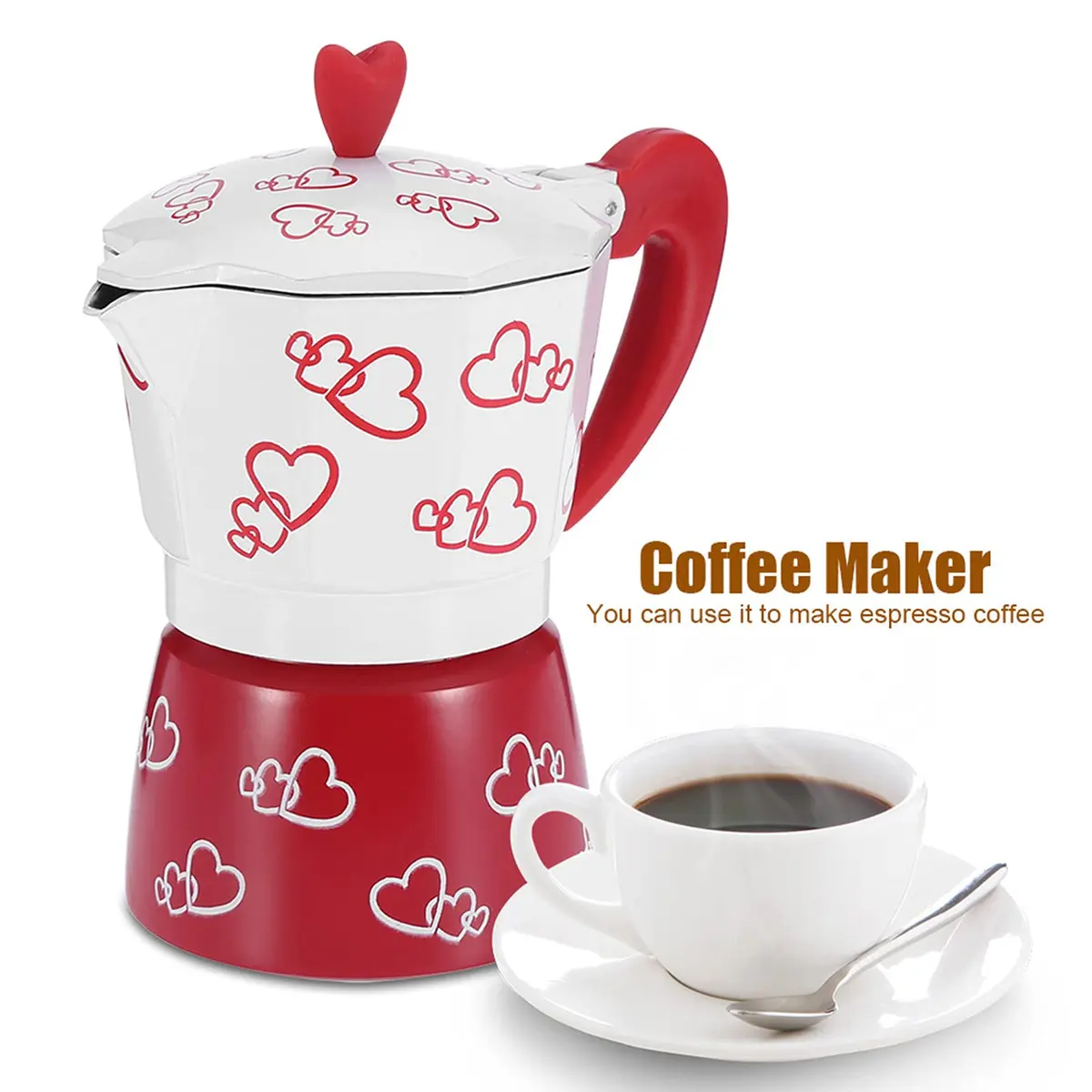 ASHATA Classic Italian Stovetop Espresso Maker, Aluminum Moka Pot for 6 Cups | Brews Rich Espresso, Latte, Mocha - view 2