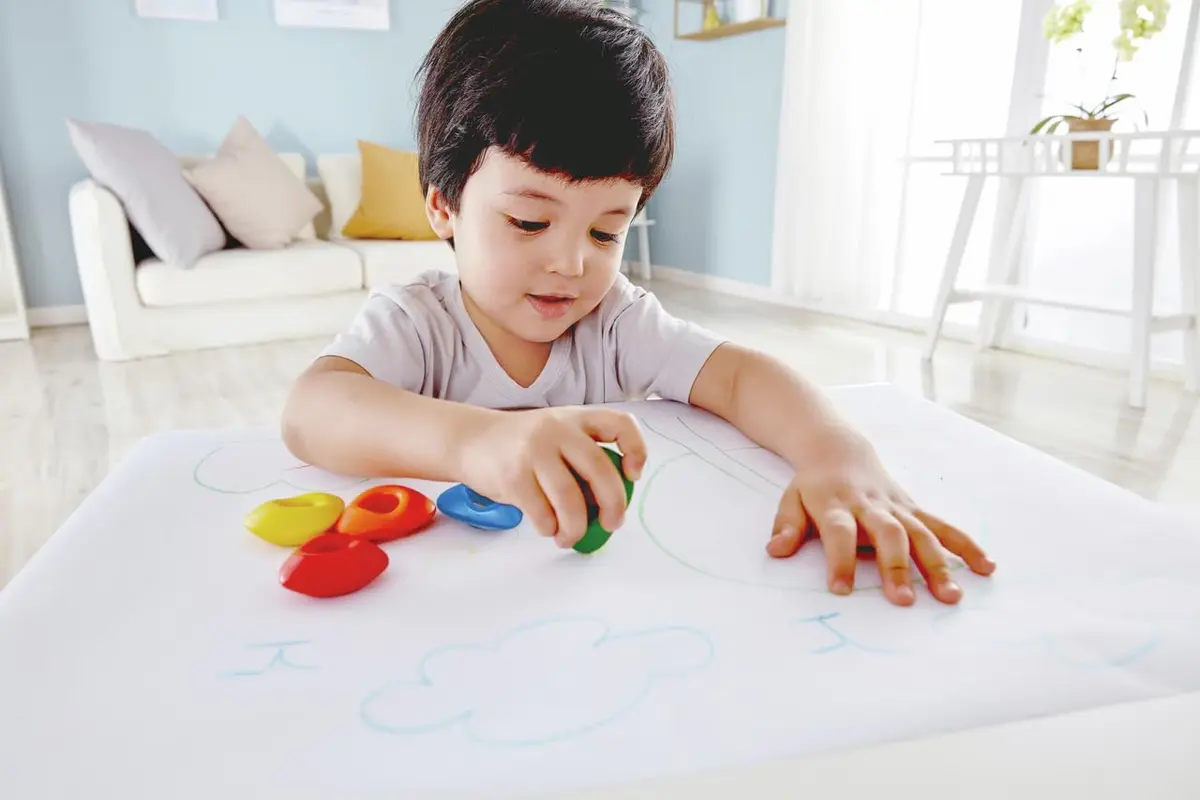 Hape Easy Grip Crayons Triangular Shape Aqua 1 Count (Pack of 1) | Non-Toxic Art Supplies for Kids - view 2