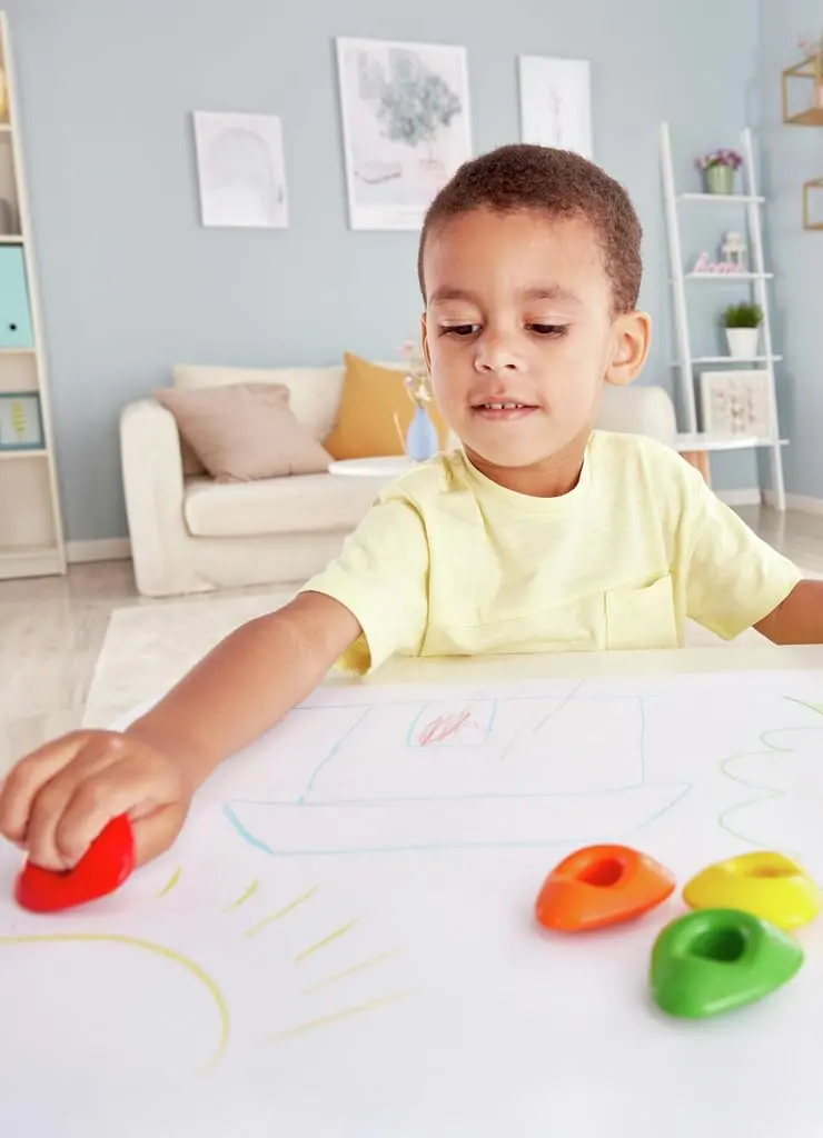 Hape Easy Grip Crayons Triangular Shape Aqua 1 Count (Pack of 1) | Non-Toxic Art Supplies for Kids - view 3