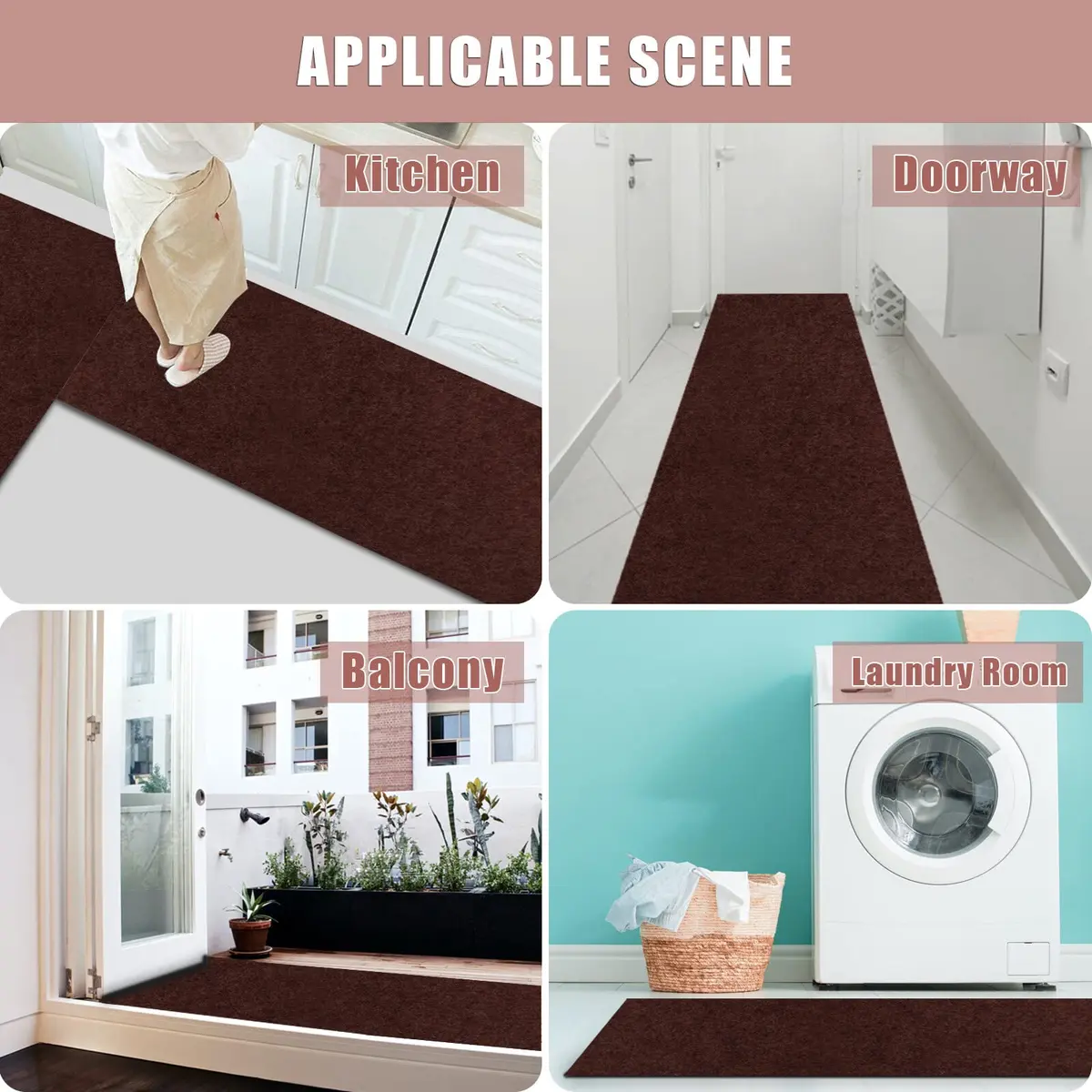 ZGR HOME&GARDEN Chocolate Brown Runner Rug 61cm (2 ft) x 183cm (6 ft) | Non-Slip Rubber Backing for Hallways & Kitchens - view 7