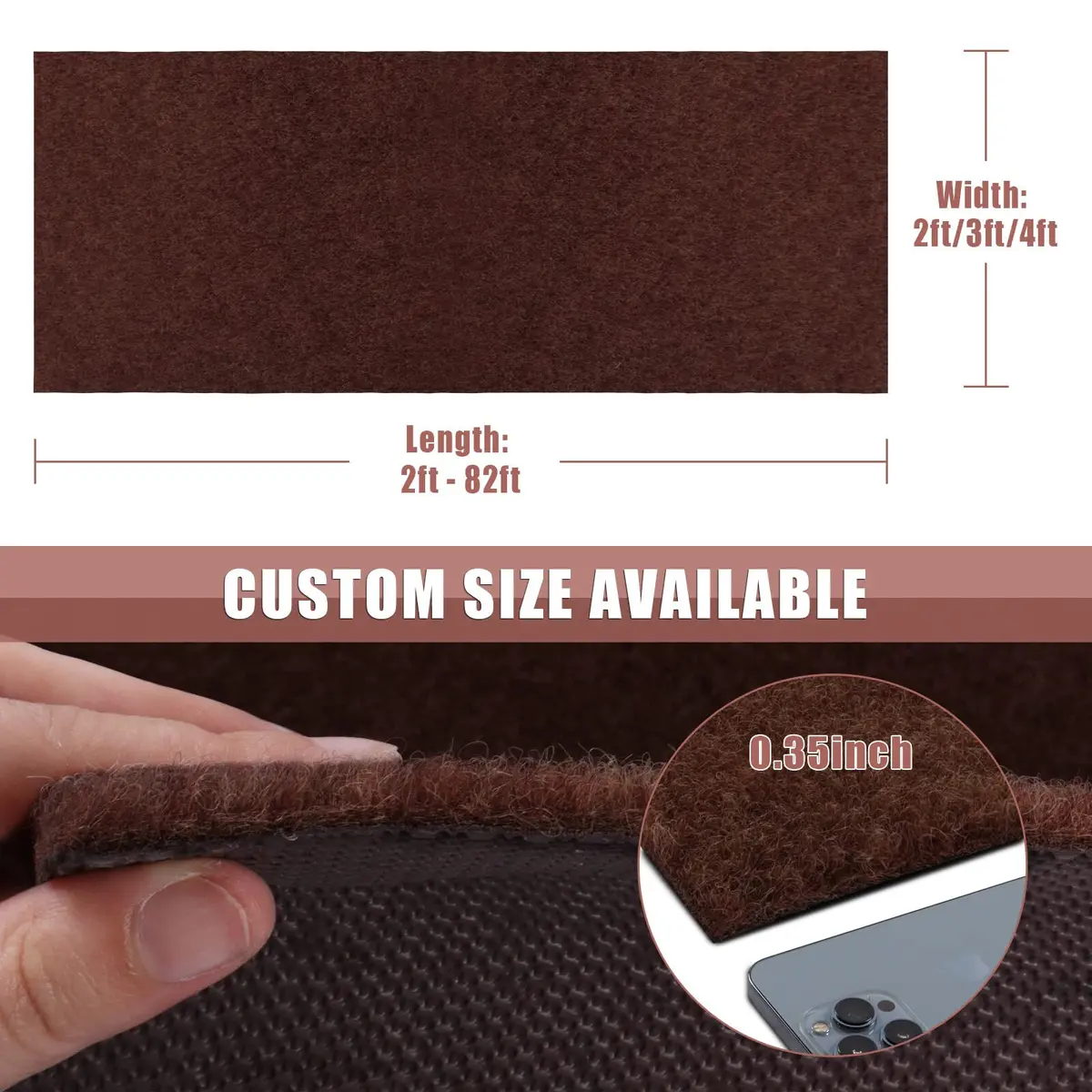 ZGR HOME&GARDEN Chocolate Brown Runner Rug 61cm (2 ft) x 183cm (6 ft) | Non-Slip Rubber Backing for Hallways & Kitchens - view 2