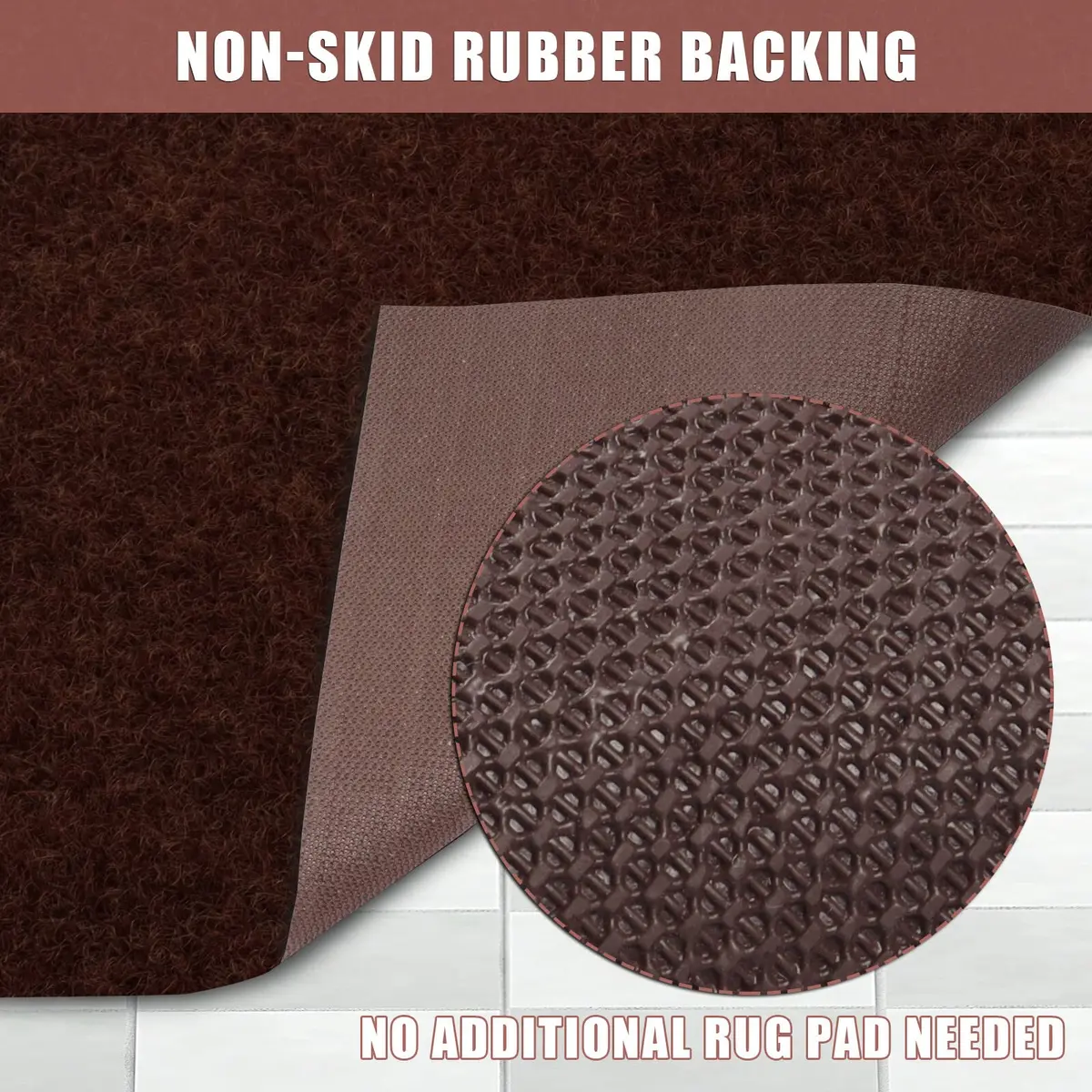 ZGR HOME&GARDEN Chocolate Brown Runner Rug 61cm (2 ft) x 183cm (6 ft) | Non-Slip Rubber Backing for Hallways & Kitchens - view 3