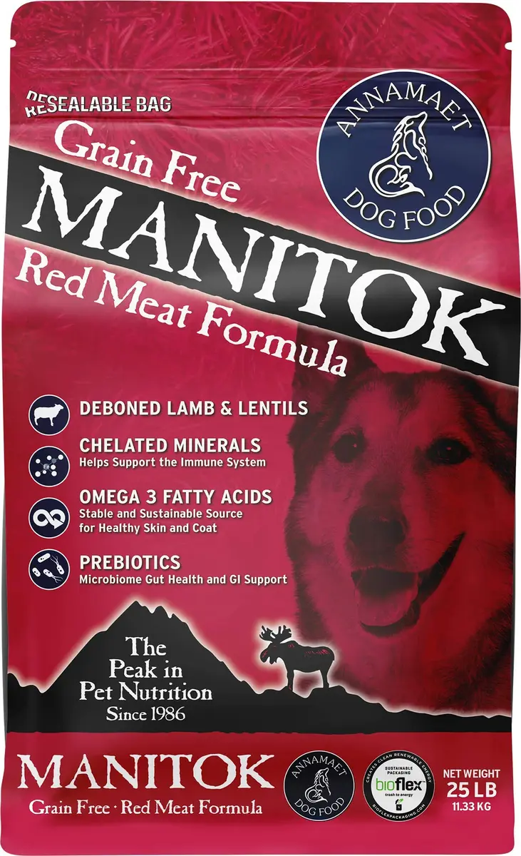 Annamaet Grain-Free Manitok Red Meat Formula Dry Dog Food, 25-lb Bag | Fresh Lamb, Grain-Free & Potato-Free - main product image