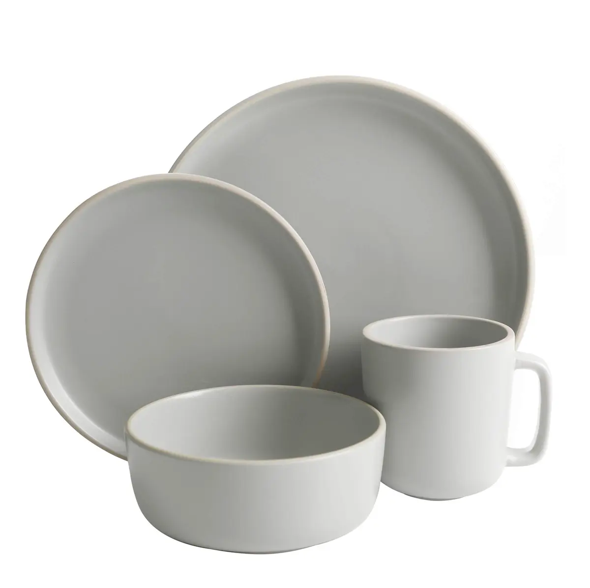 Gibson Home Zuma 16 Piece Dinnerware Set | Service for 4, Matte Stoneware, Light Grey - view 2
