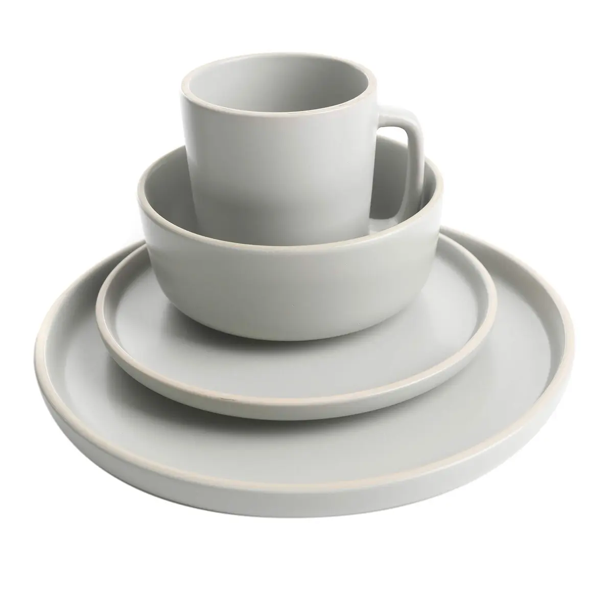 Gibson Home Zuma 16 Piece Dinnerware Set | Service for 4, Matte Stoneware, Light Grey - view 3
