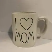 Rae Dunn I LOVE MOM Mug - ceramic - 16oz | Heartfelt Mother Gift with Japanese Wabi Sabi Aesthetic - main product image