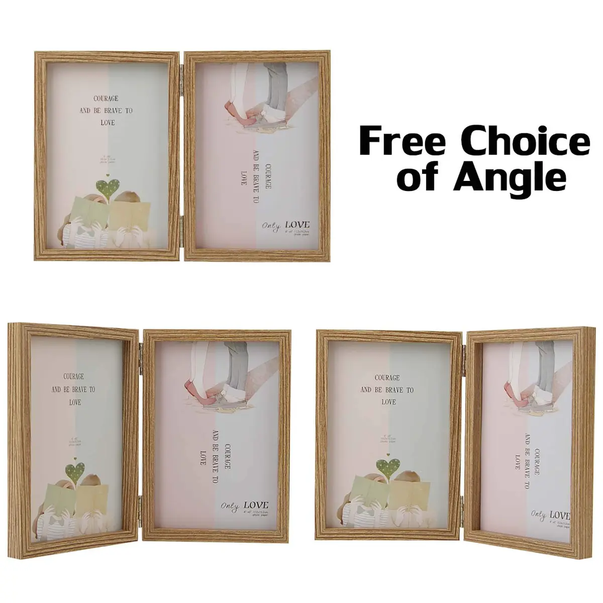 WUTL 4x6 Picture Frames Double Hinged MDF Wood Grain with Glass Front Stand Vertical on Tabletop - view 7