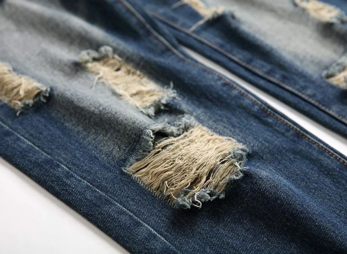 Liuhond Men's Ripped Distressed Straight Fit Washed Denim Jeans Pants 34 | Cool Moto Style - view 6