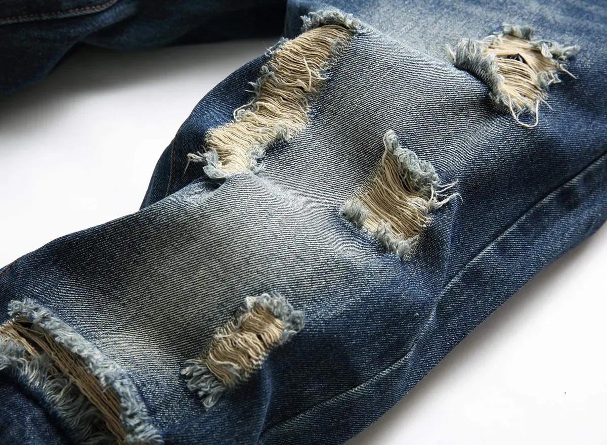 Liuhond Men's Ripped Distressed Straight Fit Washed Denim Jeans Pants 34 | Cool Moto Style - view 7