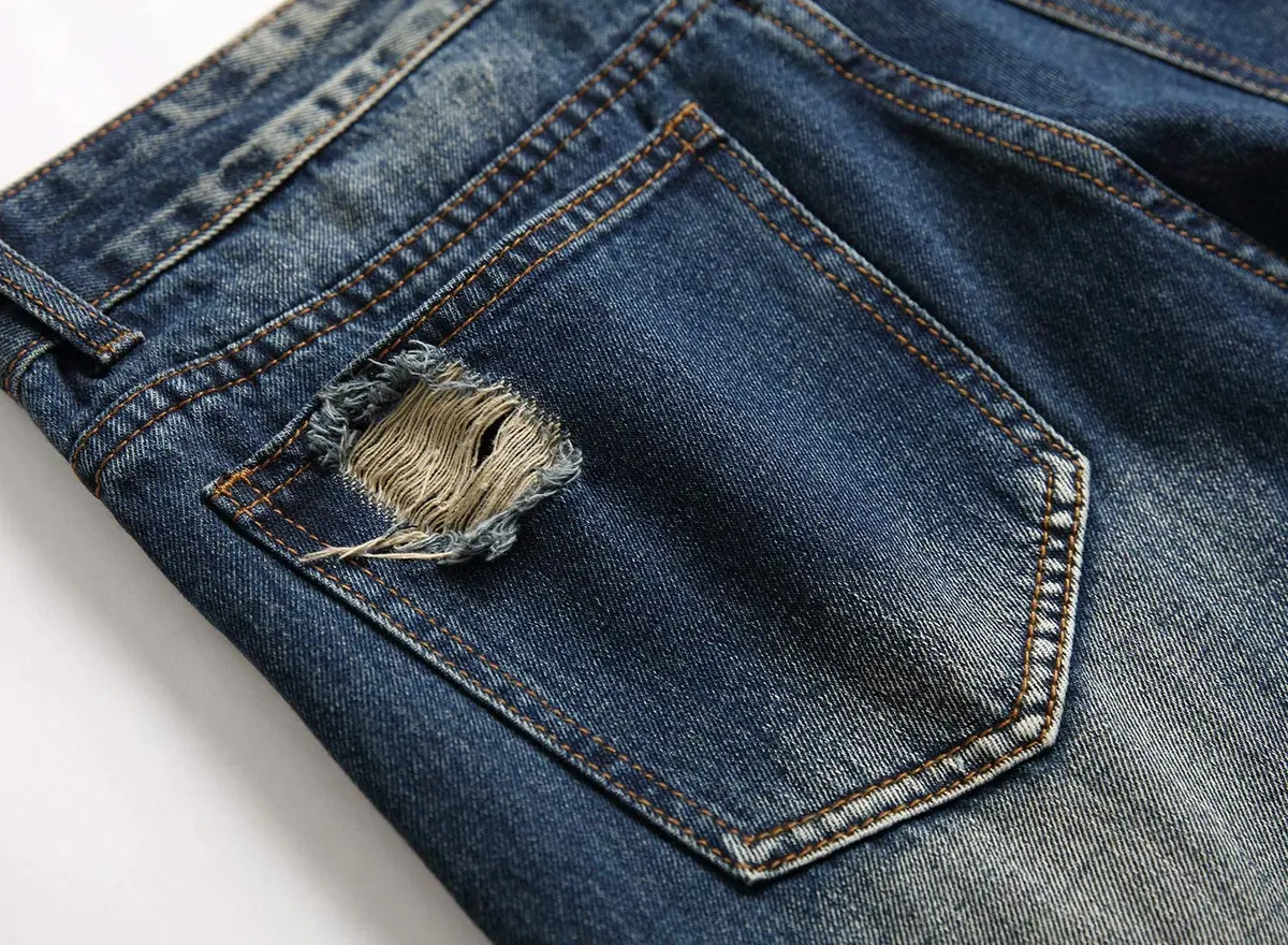Liuhond Men's Ripped Distressed Straight Fit Washed Denim Jeans Pants 34 | Cool Moto Style - view 8