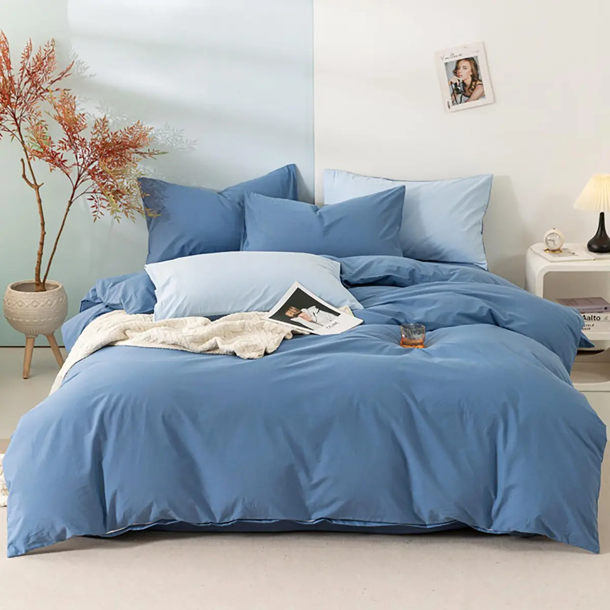Luxlovery Lake Blue Comforter Set Queen | Soft Lightweight Bedding for Adults & Teens - main product image