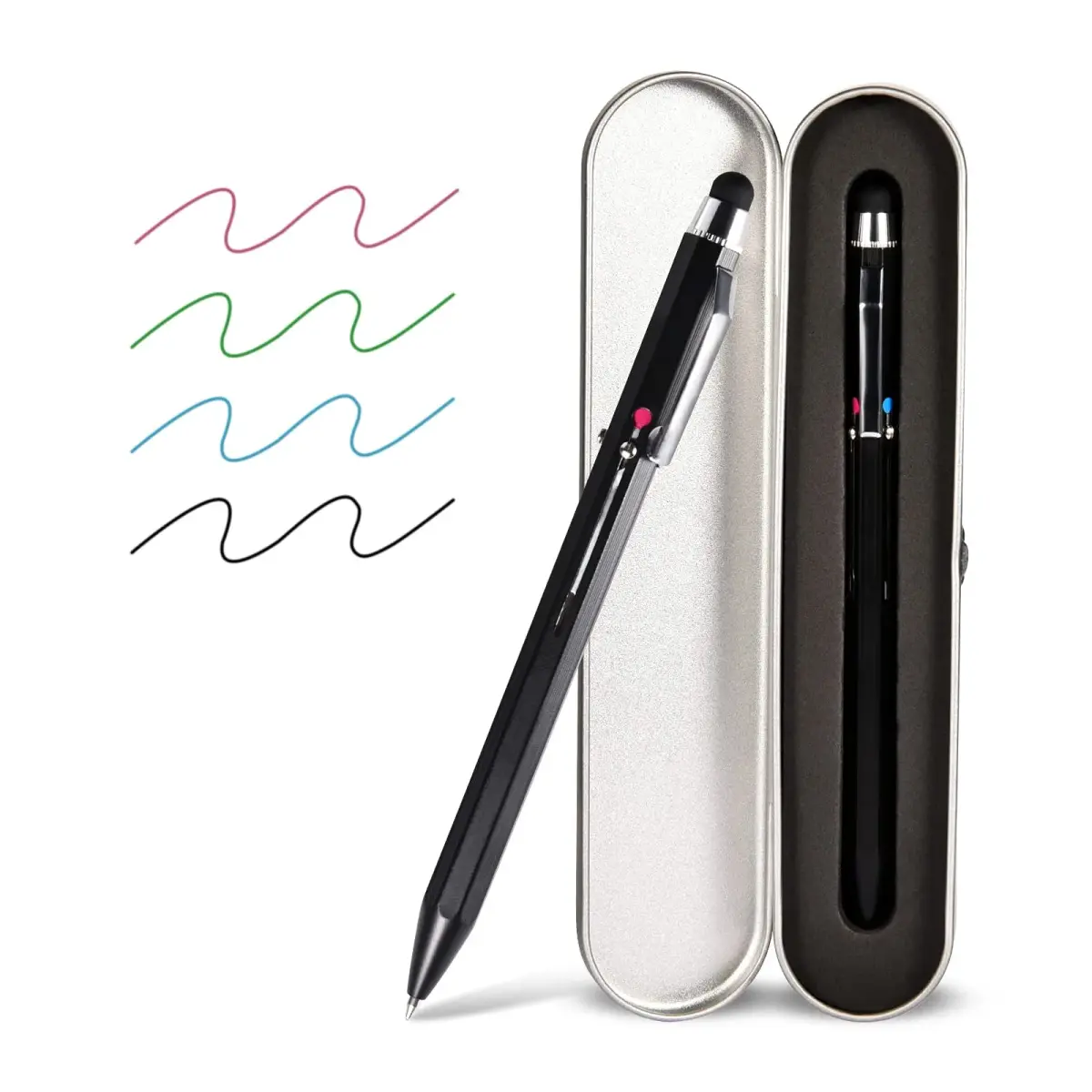 SMTTW 5-in-1 Stylus Pen & Multicolor Ballpoint Pen with Metal Gift Box | Smooth Ink Flow - main product image