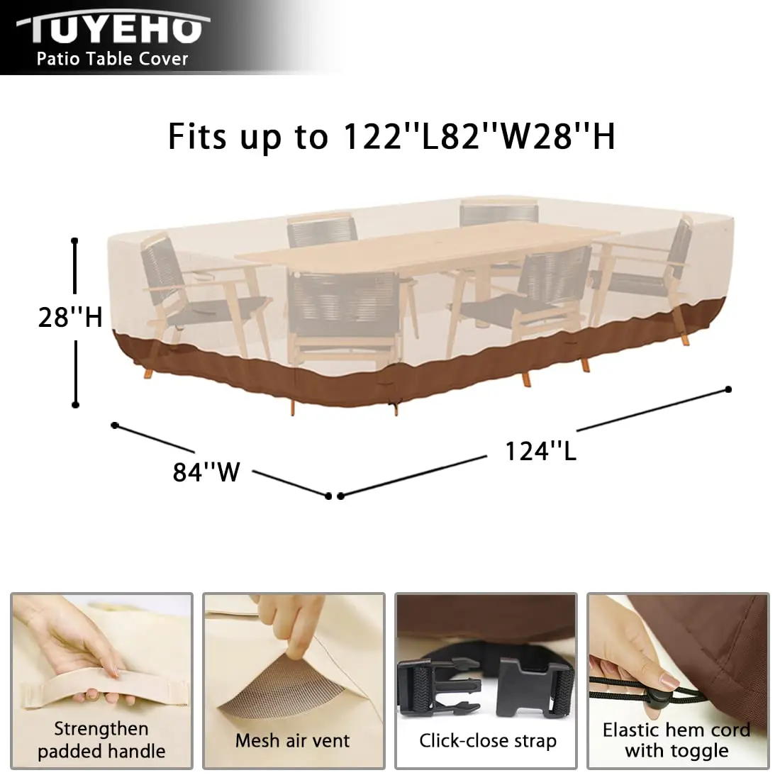 Tuyeho Heavy Duty 900D Outdoor Patio Furniture Set Cover 335cm x 213cm x 71cm | Waterproof & Windproof for All-Weather Protection - view 5