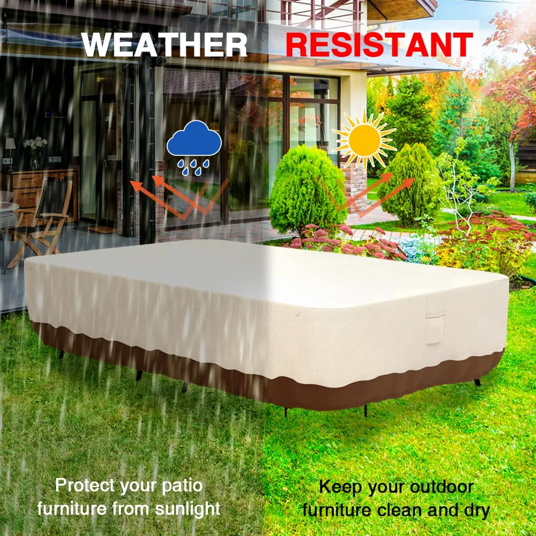 Tuyeho Heavy Duty 900D Outdoor Patio Furniture Set Cover 335cm x 213cm x 71cm | Waterproof & Windproof for All-Weather Protection - view 6