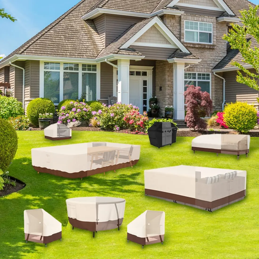 Tuyeho Heavy Duty 900D Outdoor Patio Furniture Set Cover 335cm x 213cm x 71cm | Waterproof & Windproof for All-Weather Protection - view 7