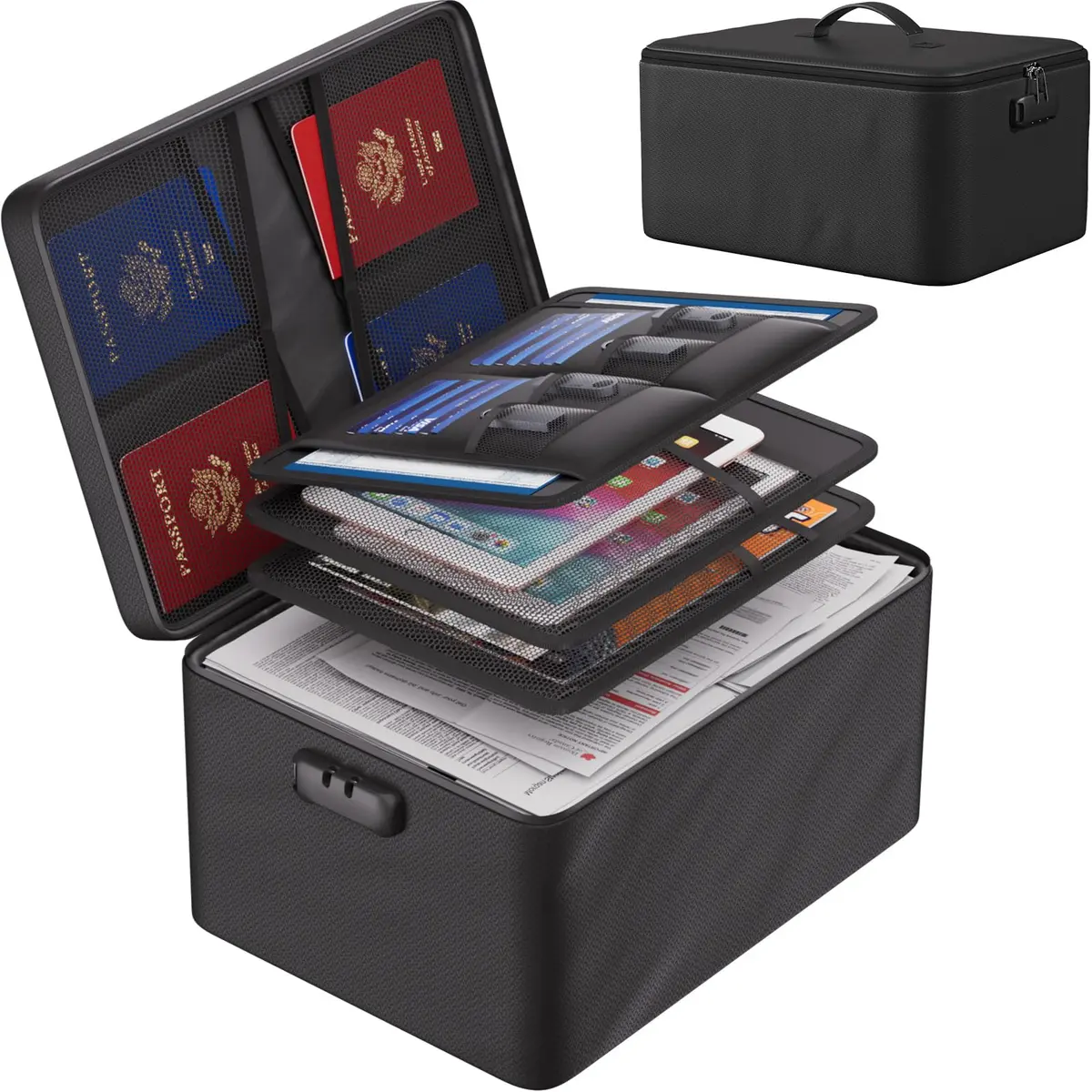 ENGPOW Fireproof Document Organizer Bag 36.8cm x 27.9cm x 20.3cm | Protects Valuables in Fire & Flood - main product image
