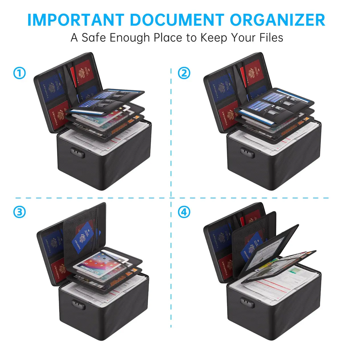ENGPOW Fireproof Document Organizer Bag 36.8cm x 27.9cm x 20.3cm | Protects Valuables in Fire & Flood - view 5