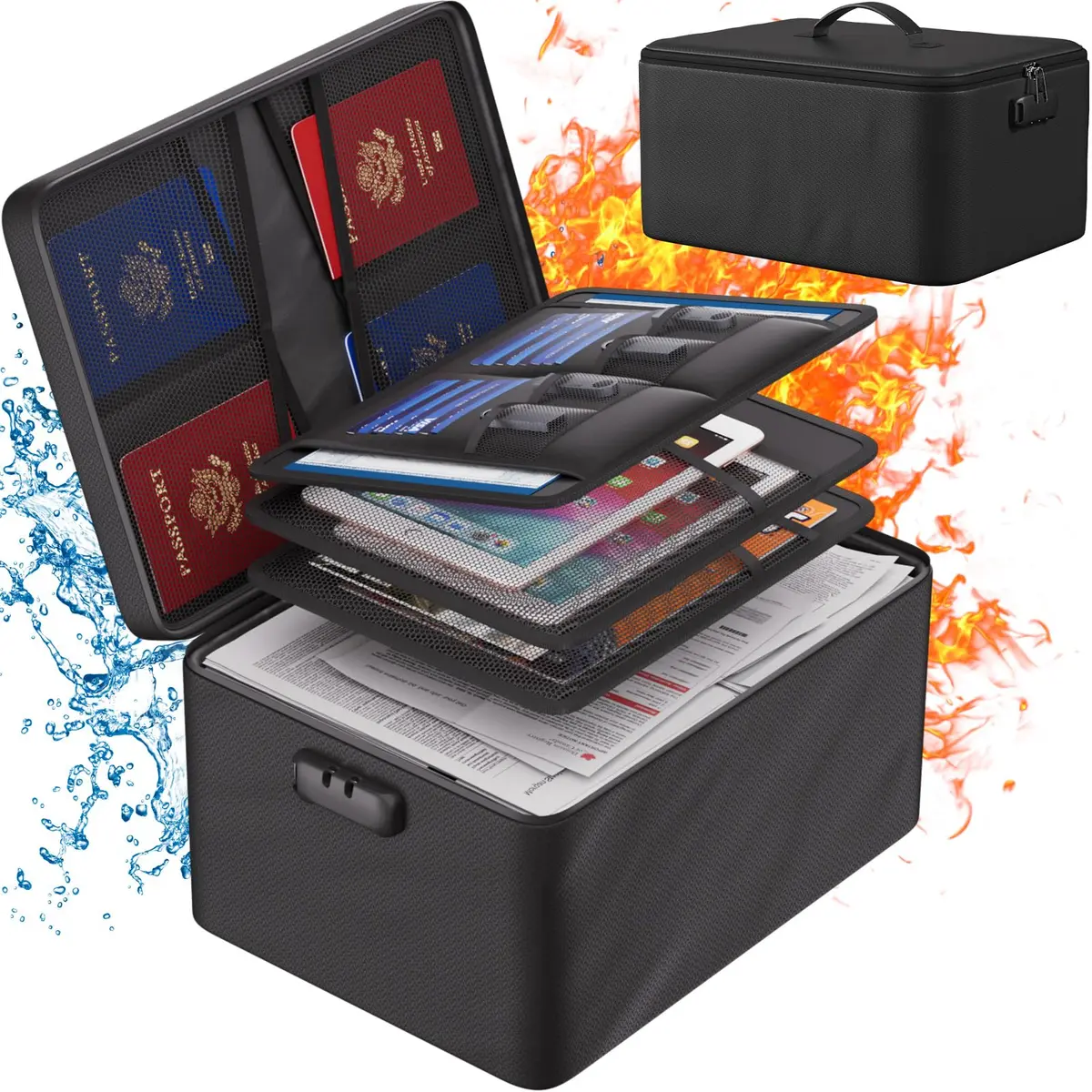 ENGPOW Fireproof Document Organizer Bag 36.8cm x 27.9cm x 20.3cm | Protects Valuables in Fire & Flood - view 8