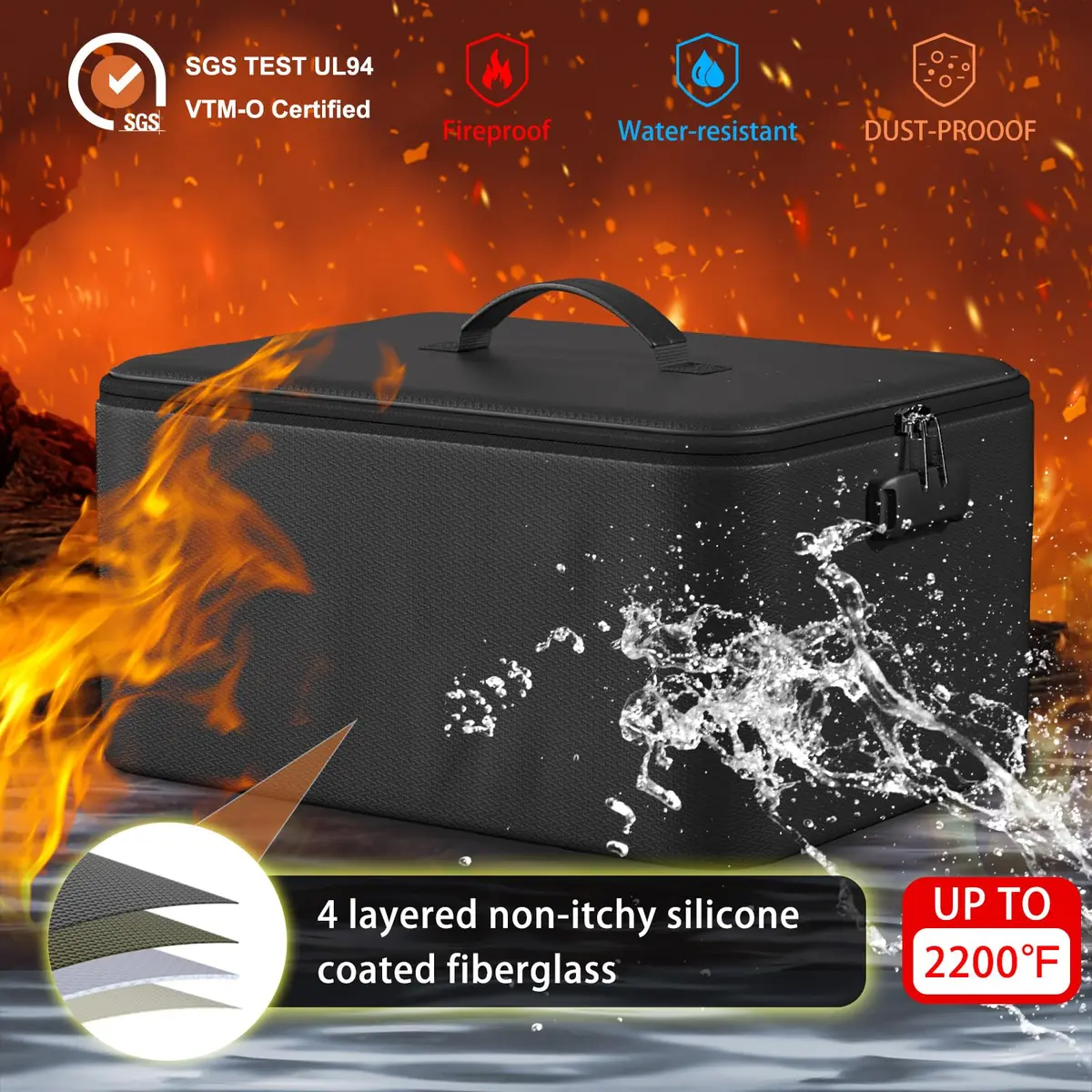 ENGPOW Fireproof Document Organizer Bag 36.8cm x 27.9cm x 20.3cm | Protects Valuables in Fire & Flood - view 3