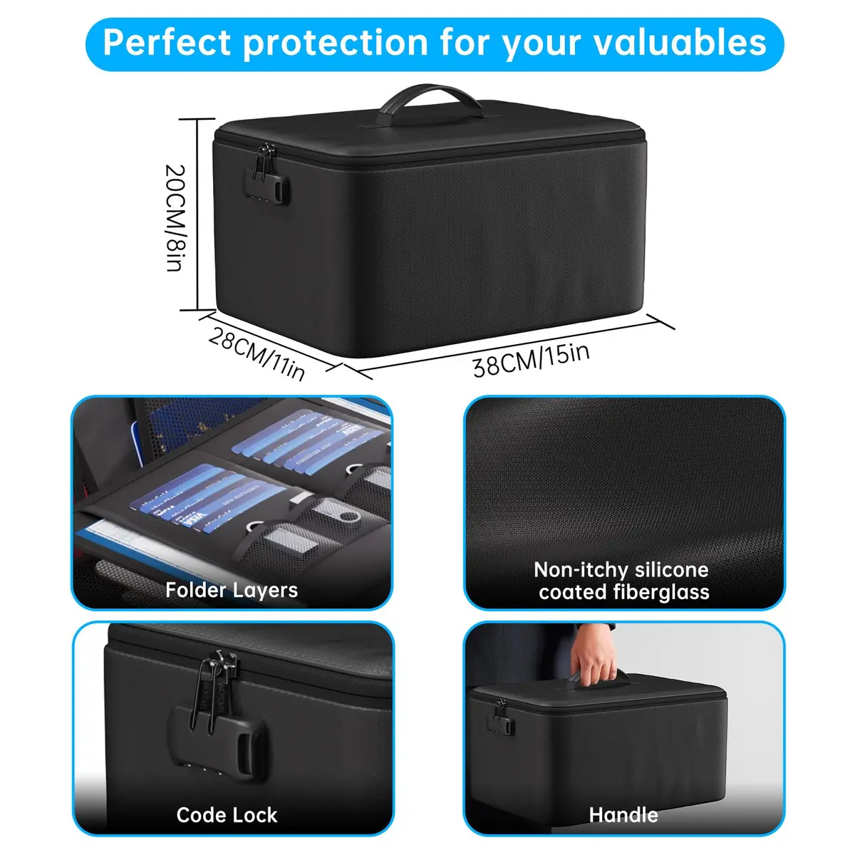 ENGPOW Fireproof Document Organizer Bag 36.8cm x 27.9cm x 20.3cm | Protects Valuables in Fire & Flood - view 4