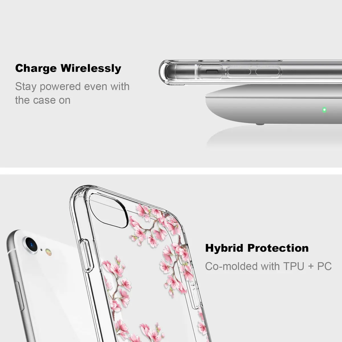 ICEDIO Cellular Phone Case for iPhone SE 2020/2022, 6.1 inch | Floral Transparent Slim Cover - view 3