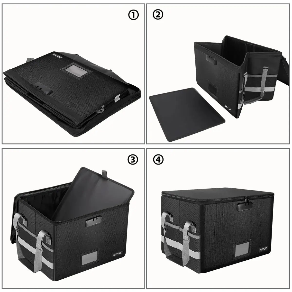ENGPOW Fireproof Document Box with Lock, Collapsible File Organizer 33L (1.17 cu ft) | Secure Home Office Safe - view 7