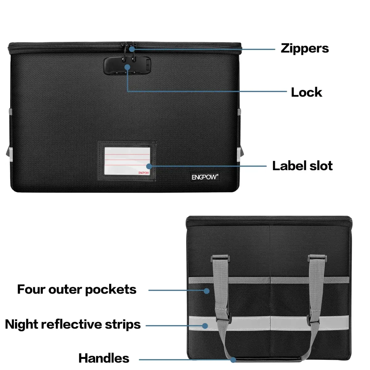 ENGPOW Fireproof Document Box with Lock, Collapsible File Organizer 33L (1.17 cu ft) | Secure Home Office Safe - view 8
