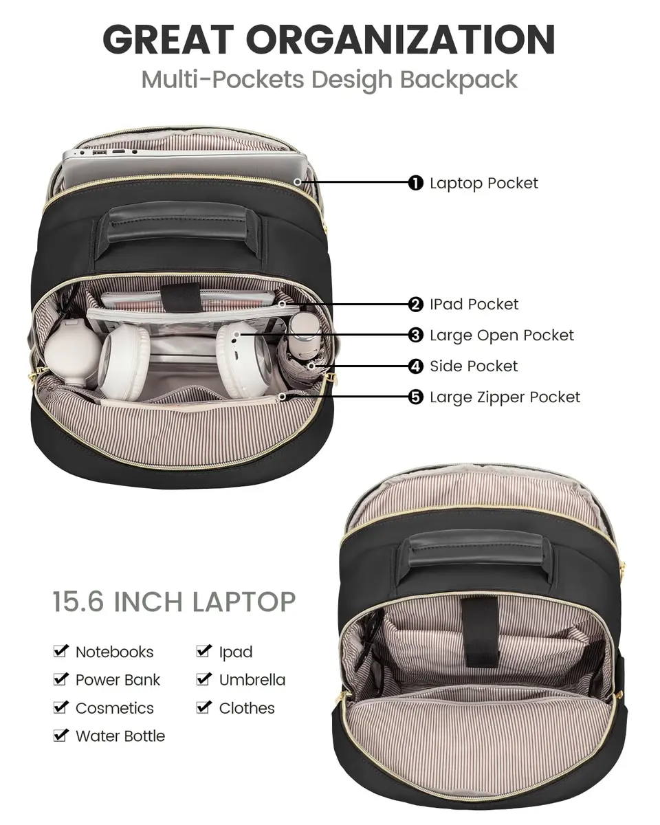 LOVEVOOK 15.6 Inch Laptop Backpack Purse for Women | Water-Resistant, USB Port, Daypack for Work & Travel - view 3