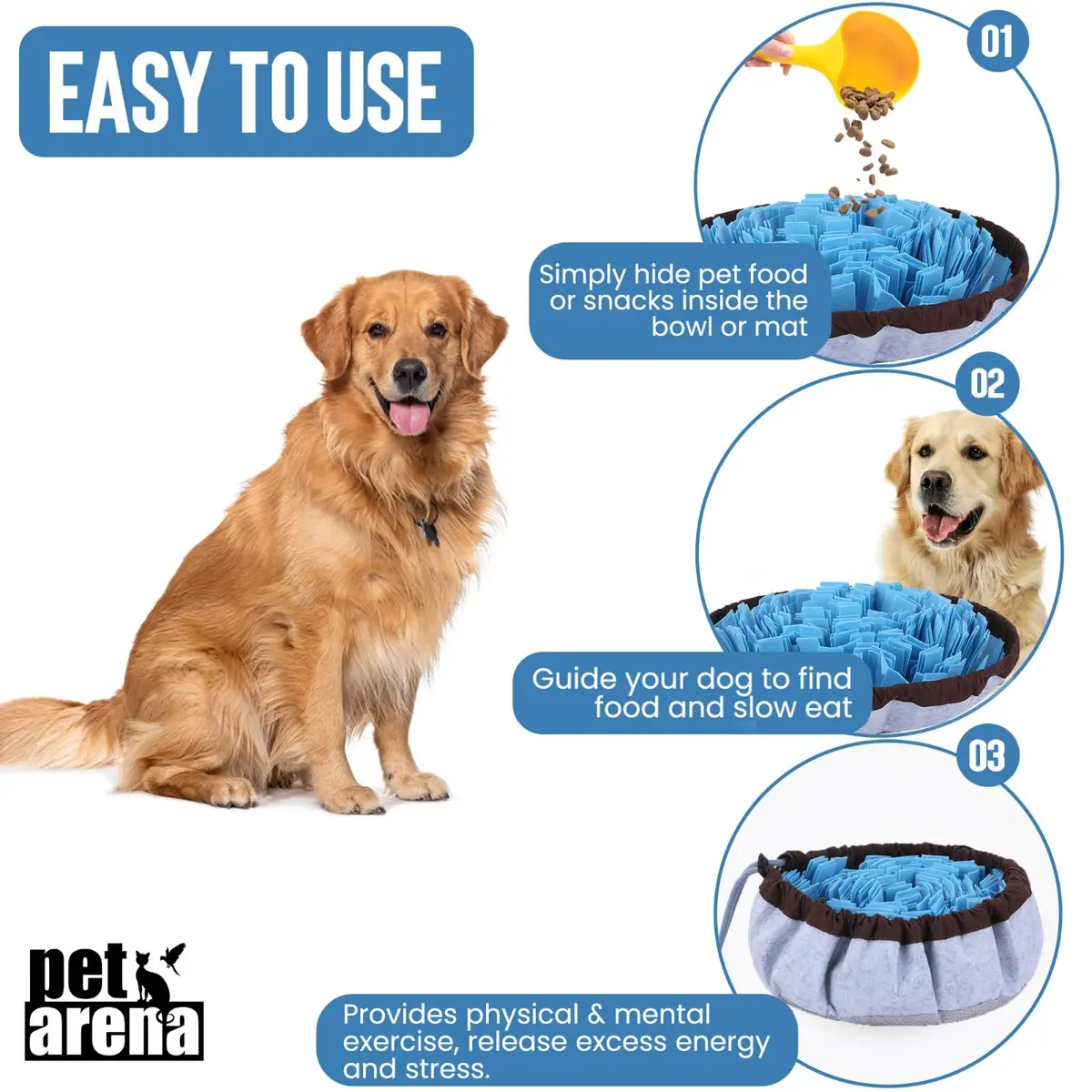 PET ARENA Adjustable Snuffle Mat for Dogs 1 Count (Pack of 1) | Puzzle Feeder Toy for Mental Stimulation - view 2