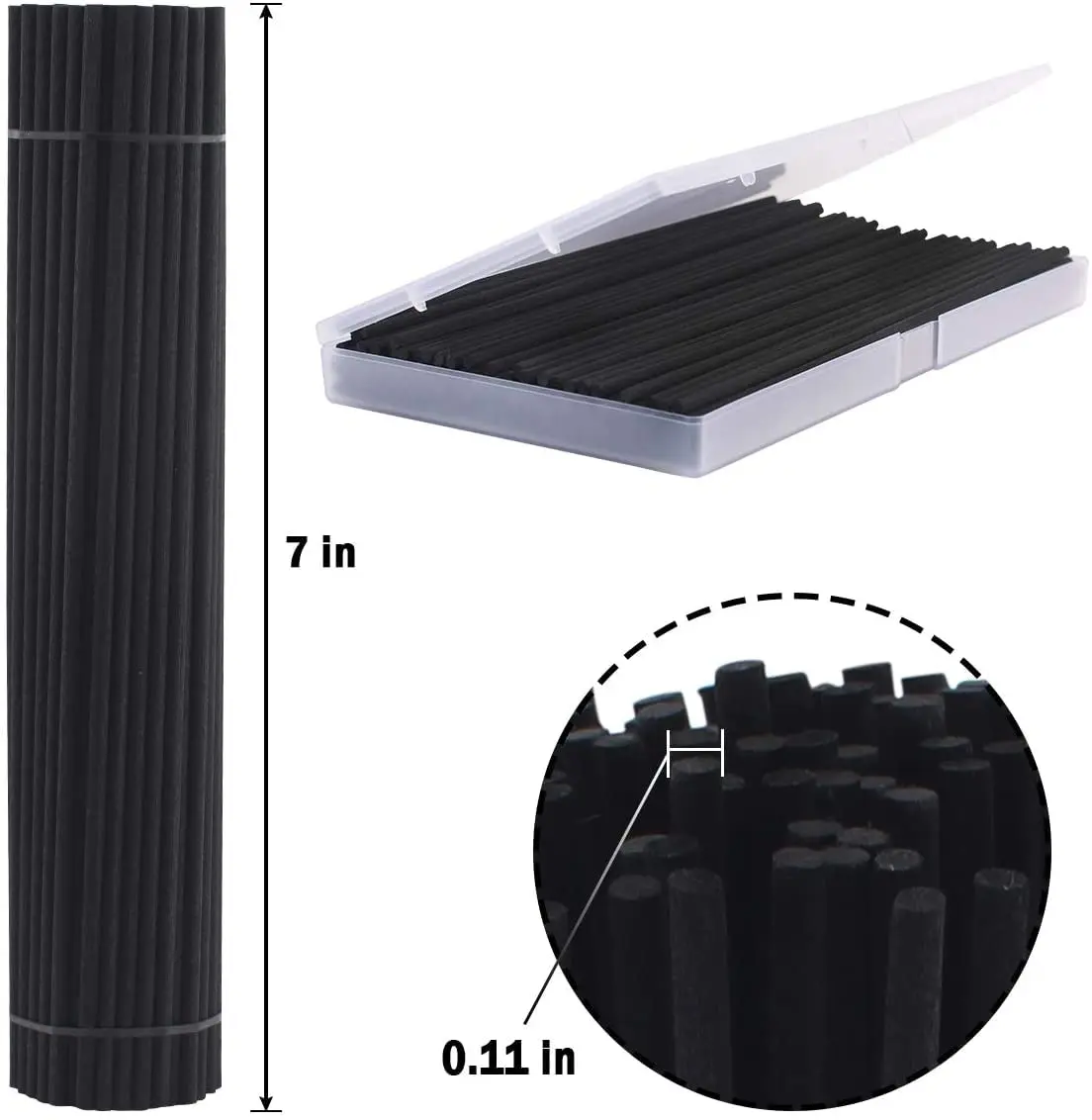 PLYXQ Black Fiber Reed Diffuser Sticks 18cm (7 Inch) - 100 Count | Natural Scent Diffusion - view 2