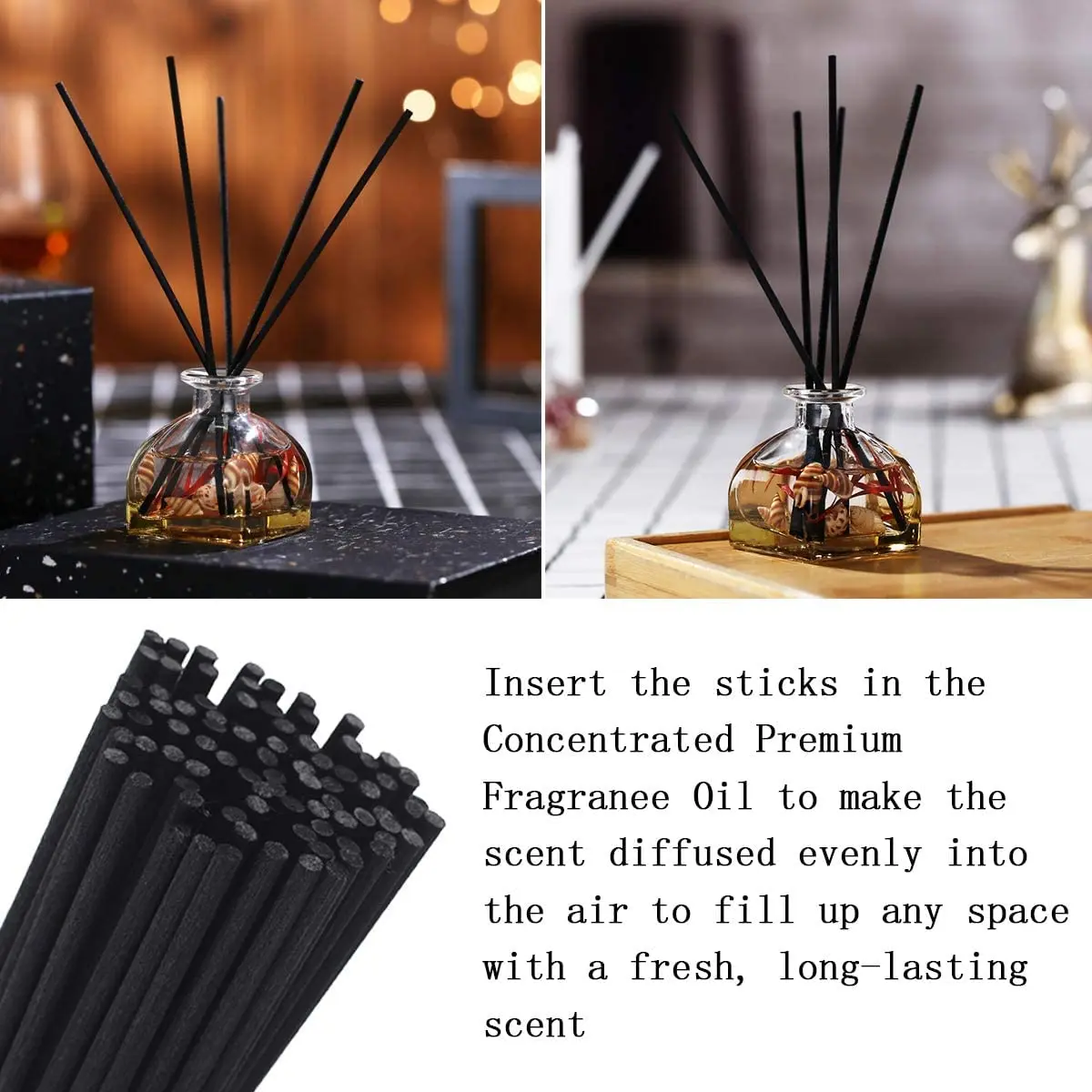 PLYXQ Black Fiber Reed Diffuser Sticks 18cm (7 Inch) - 100 Count | Natural Scent Diffusion - view 3