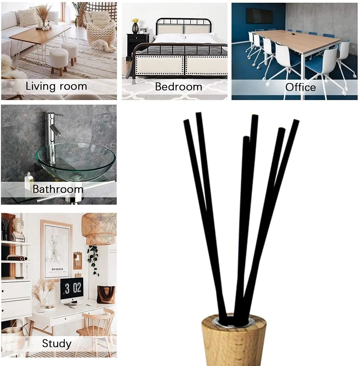 PLYXQ Black Fiber Reed Diffuser Sticks 18cm (7 Inch) - 100 Count | Natural Scent Diffusion - view 4