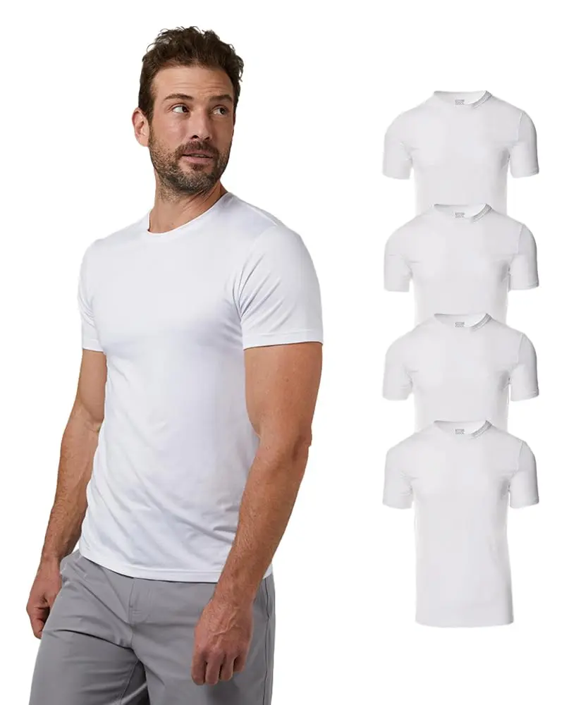 32 Degrees Men's 4 Pack Crewneck T-Shirt | Anti-Odor, Quick Dry, 4-Way Stretch, White, Large - main product image
