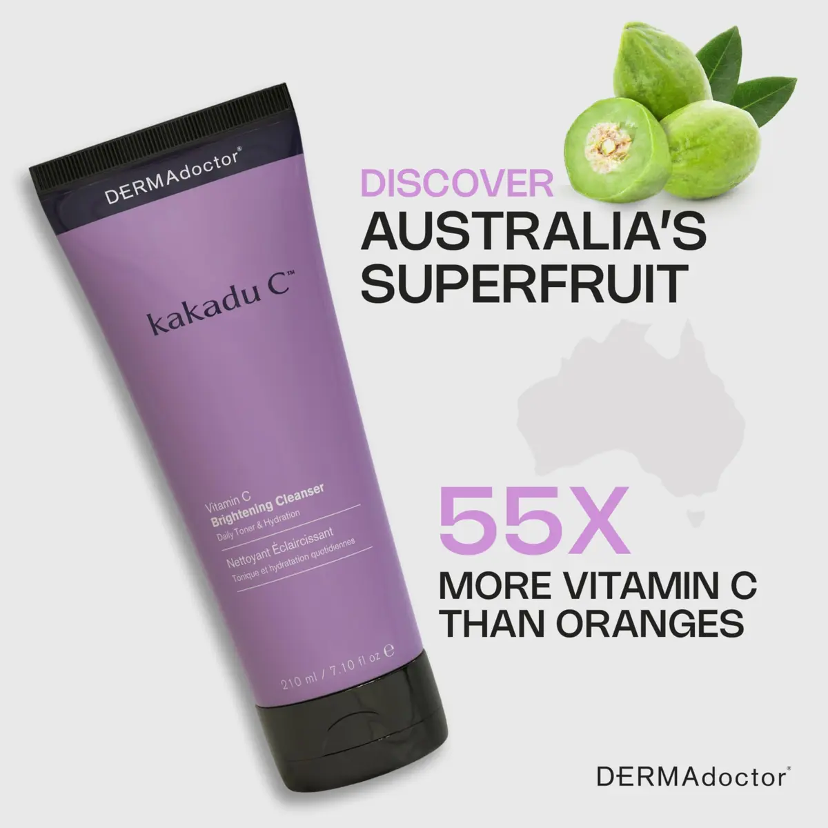DERMAdoctor Vitamin C Face Wash, 2.37 oz | 3-in-1 Cleanser, Brightening & Hydrating - view 3