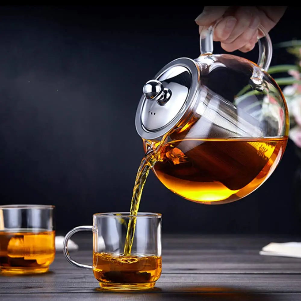 OUKEYI Thickened Borosilicate Glass Teapot with Stainless Steel Infuser, 950ml (32oz) | Stovetop Safe Loose Leaf Tea Brewer - view 2