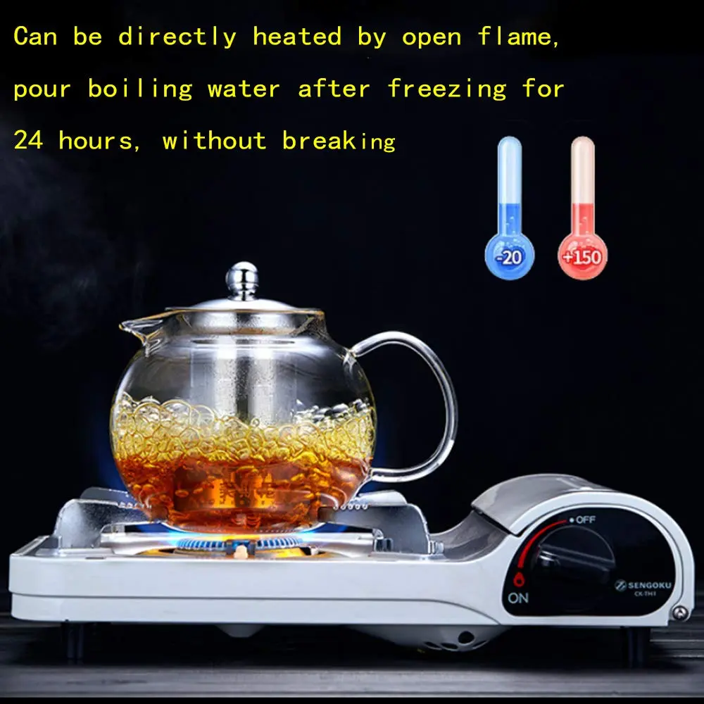 OUKEYI Thickened Borosilicate Glass Teapot with Stainless Steel Infuser, 950ml (32oz) | Stovetop Safe Loose Leaf Tea Brewer - view 3