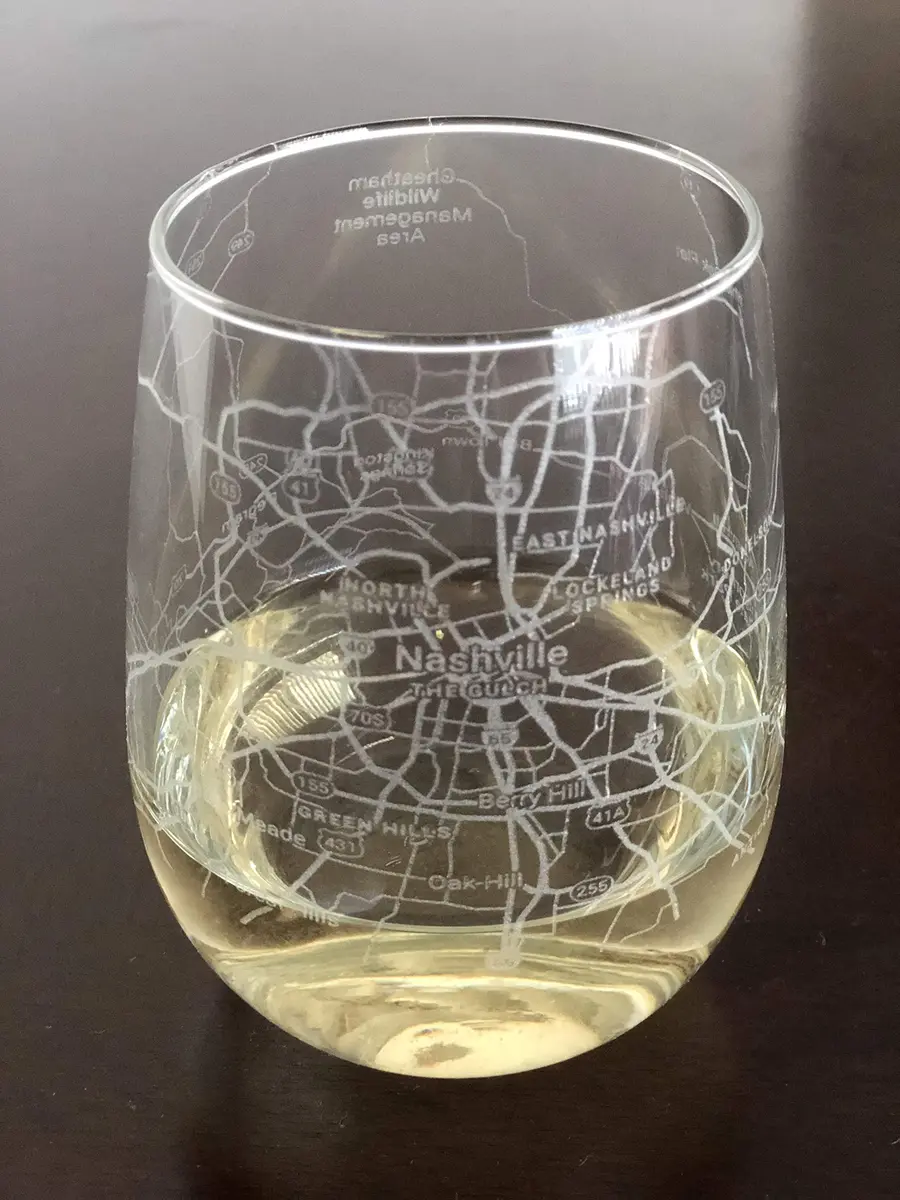 Or Something Stemless 17oz Wine Glass Urban City Map Nashville Tennessee | Etched Glassware for Wine Lovers - main product image