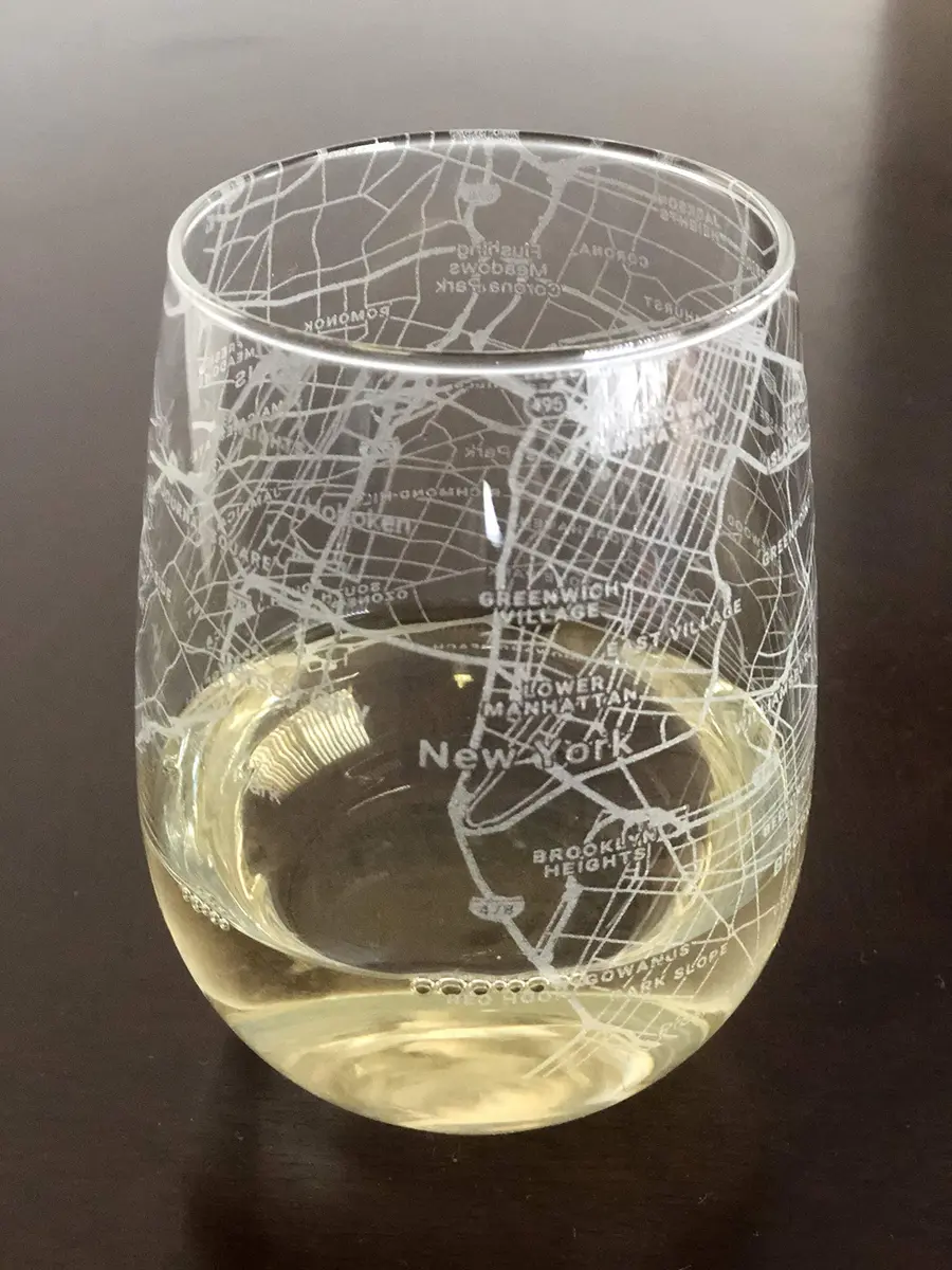 Or Something Stemless 17oz Wine Glass Urban City Map New York | Etched Glassware for Wine Lovers - main product image
