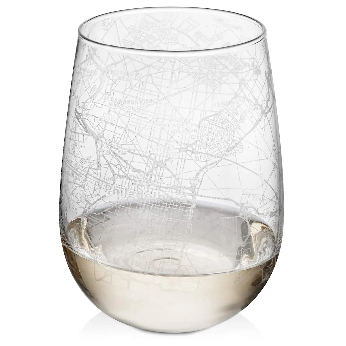 Or Something Stemless 17oz Wine Glass Urban City Map Philadelphia Pennsylvania | Dishwasher Safe - main product image