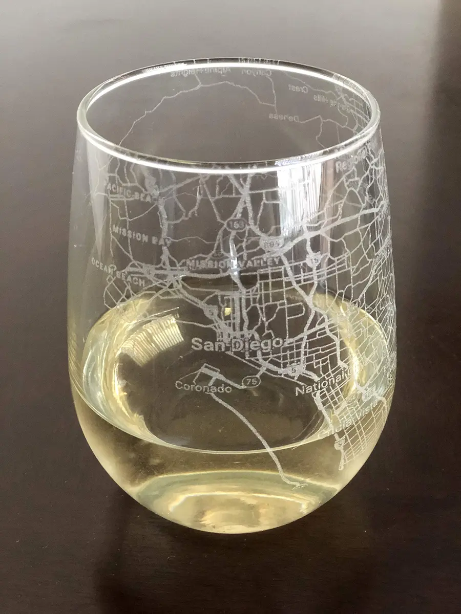 Or Something 17oz Stemless Wine Glass Urban Map San Diego | Dishwasher Safe - main product image