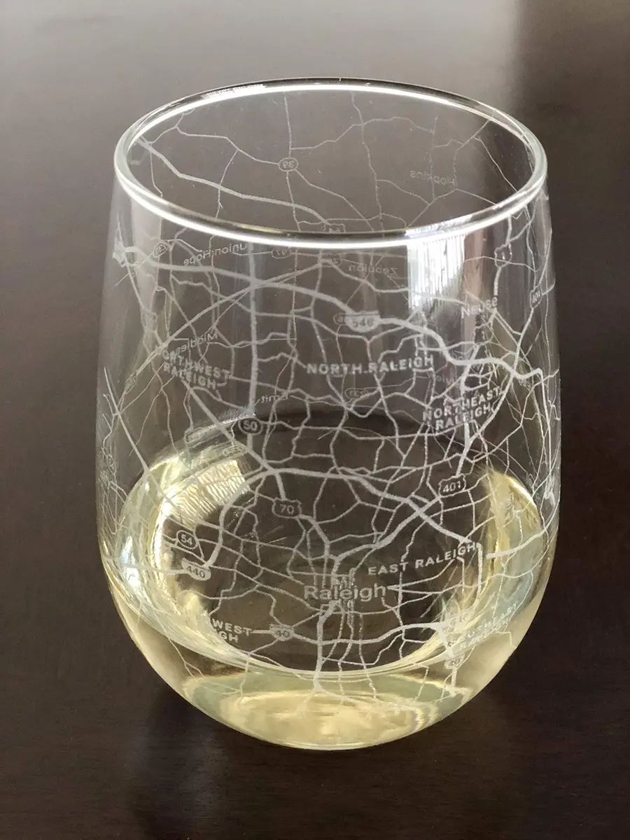 Or Something Stemless 17oz Wine Glass Urban City Map Raleigh North Carolina | Etched Glassware for Wine Lovers - main product image