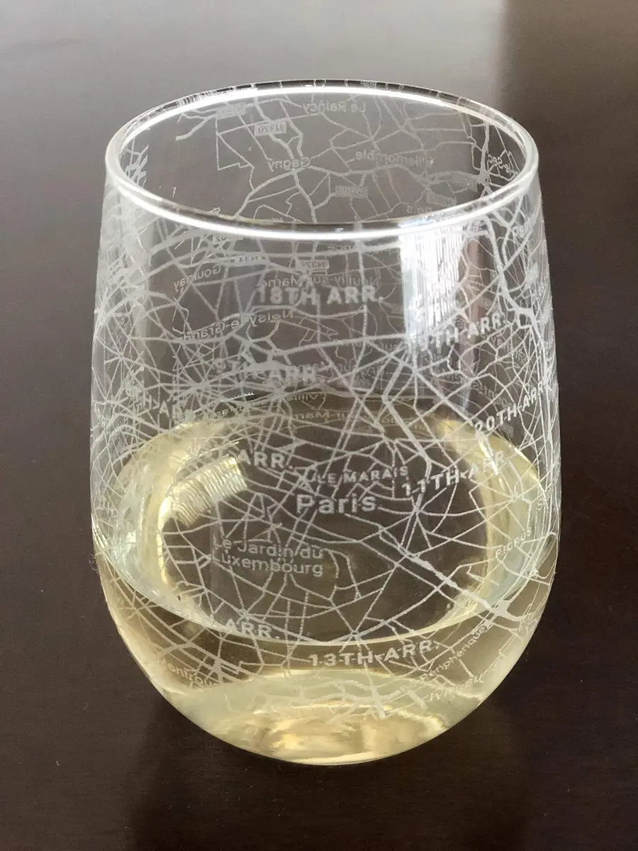 Or Something Stemless 17oz Wine Glass Urban City Map Paris France | Etched Crystal Glassware - main product image