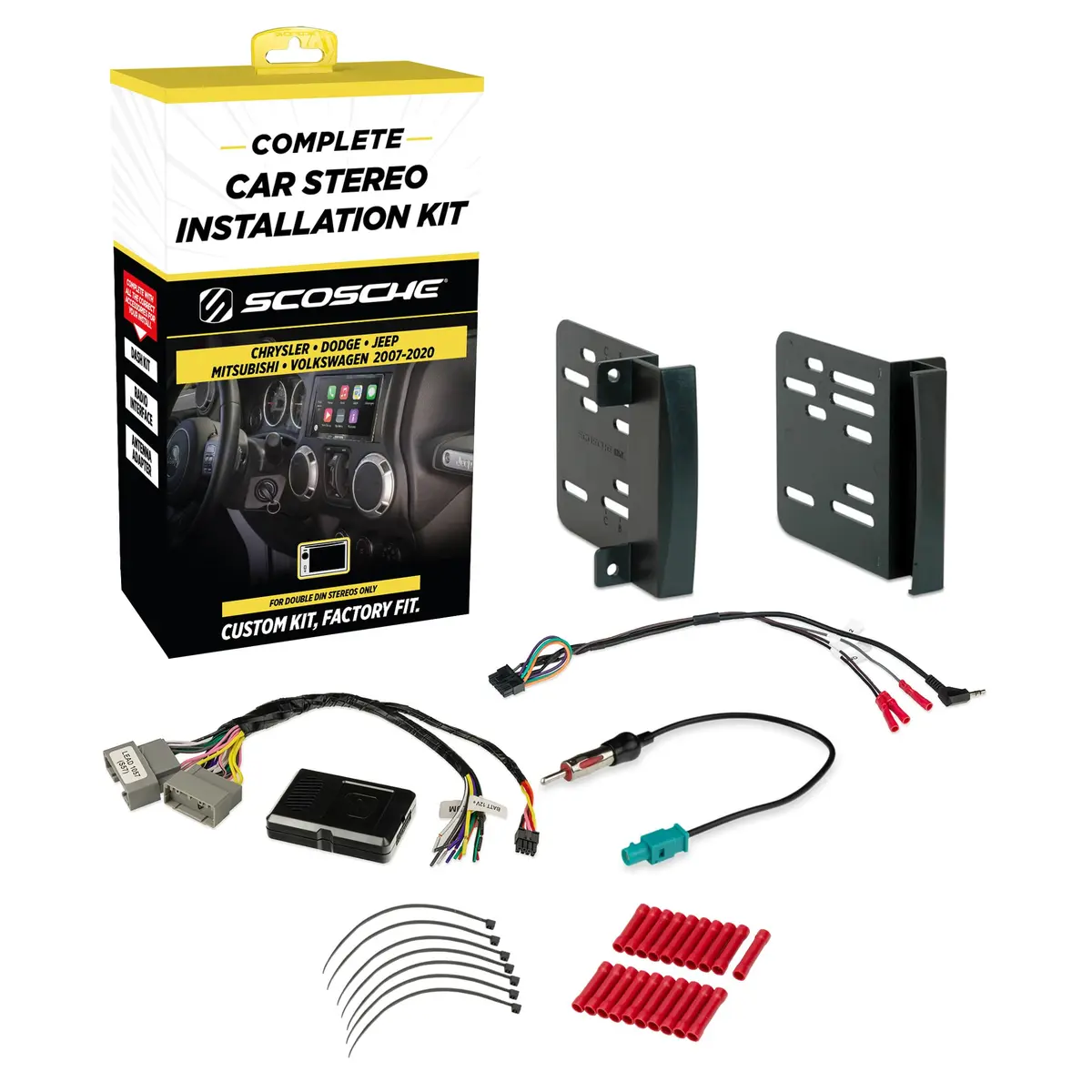 Scosche CR0714DDCS Double DIN Radio Install Dash Kit Compatible with Select 2007-19 Chrysler, Dodge or Jeep Vehicles - Complete Car Stereo Installation Kit - See Fit Guide in Images to Verify Vehicle - main product image