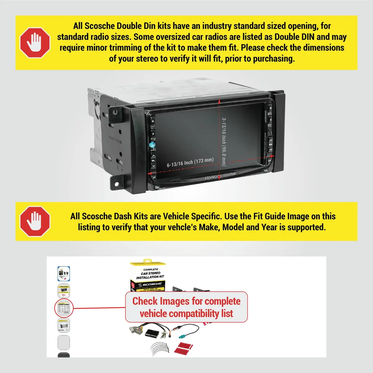 Scosche CR0714DDCS Double DIN Radio Install Dash Kit Compatible with Select 2007-19 Chrysler, Dodge or Jeep Vehicles - Complete Car Stereo Installation Kit - See Fit Guide in Images to Verify Vehicle - view 2