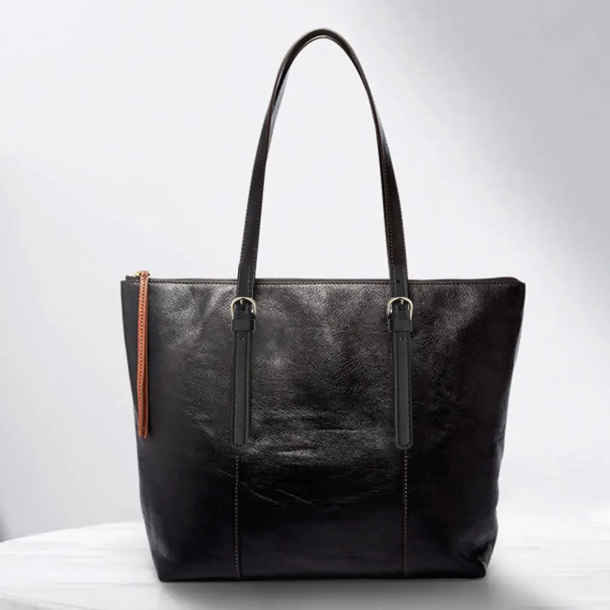 Semetall Black PU Leather Purse Handles 2 Pcs | 65cm-71cm Adjustable Bag Straps - view 3