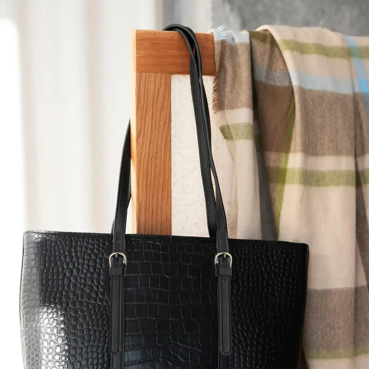 Semetall Black PU Leather Purse Handles 2 Pcs | 65cm-71cm Adjustable Bag Straps - view 4