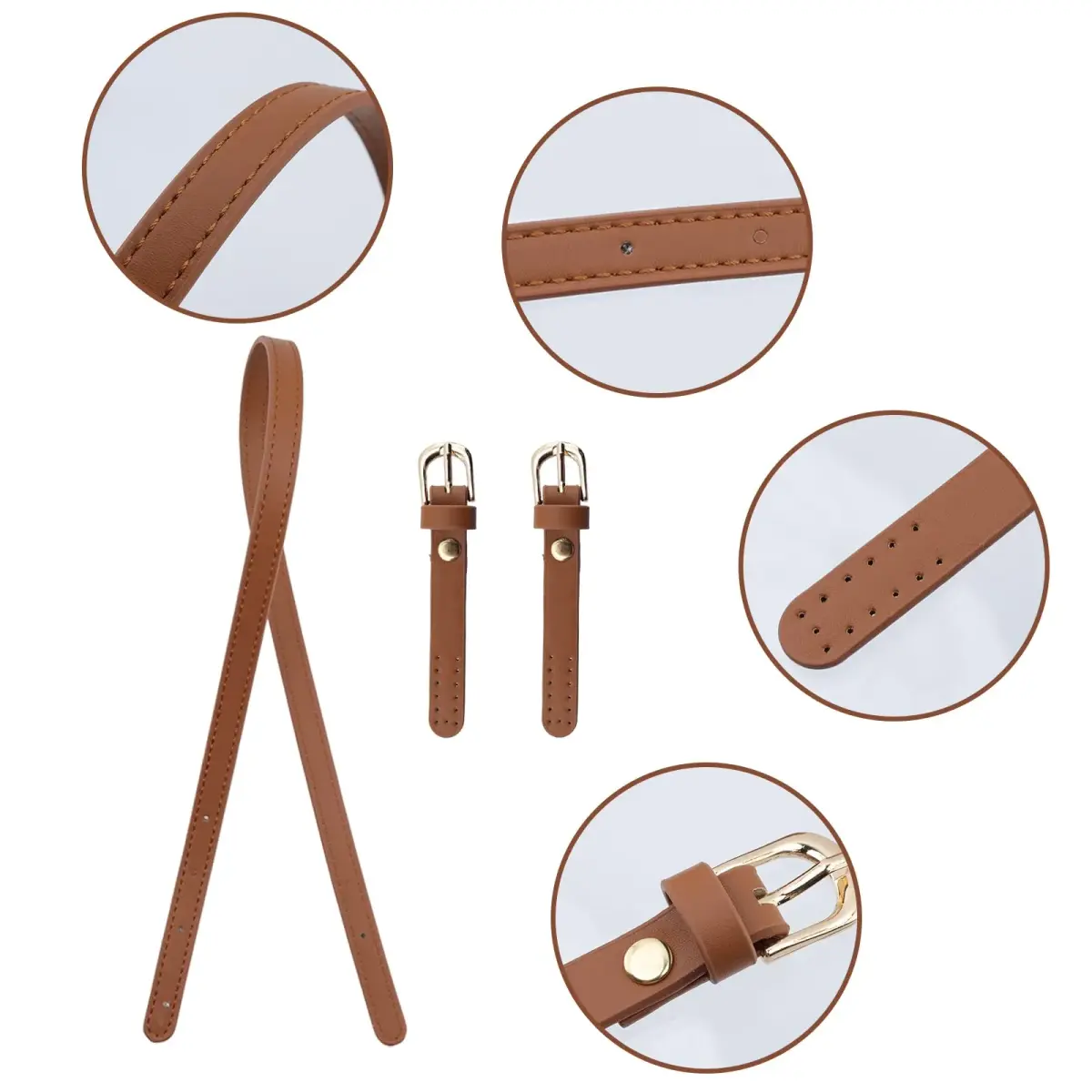 Semetall PU Leather Replacement Purse Straps 2 Pcs 67cm-76cm (26.38in-29.92in) Brown | Adjustable Bag Handles for Handbags & Shoulder Bags - view 3