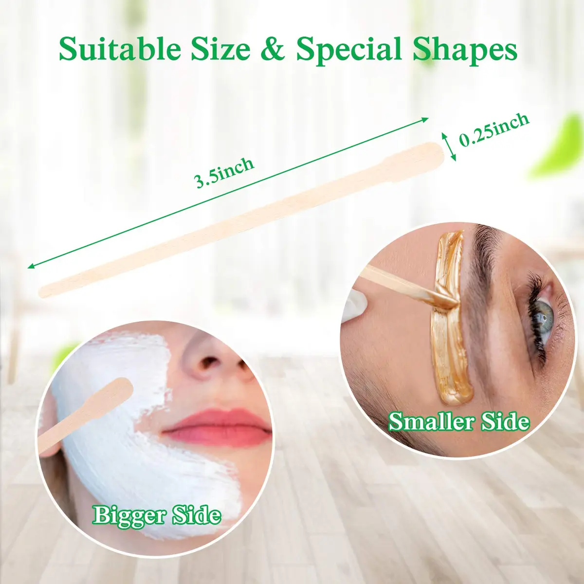 JANYUN 200 Pcs Wooden Eyebrow Waxing Sticks with Handle for Hair Removal - Face, Leg, Facial, and Eyebrow (88mm / 3.5 inch) - view 2