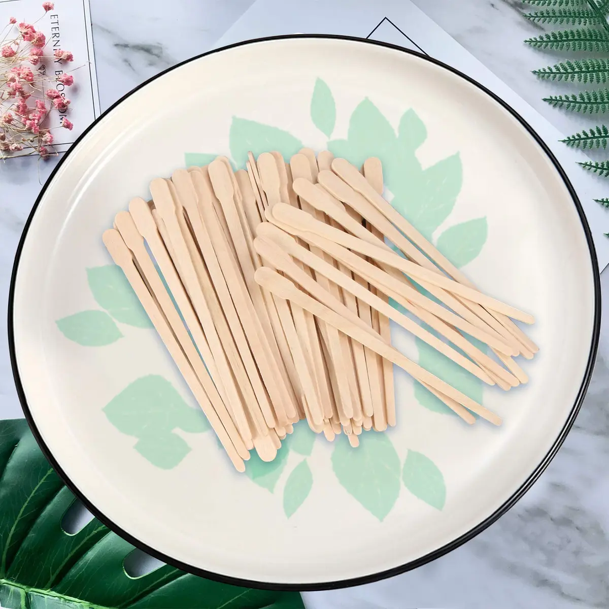 JANYUN 200 Pcs Wooden Eyebrow Waxing Sticks with Handle for Hair Removal - Face, Leg, Facial, and Eyebrow (88mm / 3.5 inch) - view 4